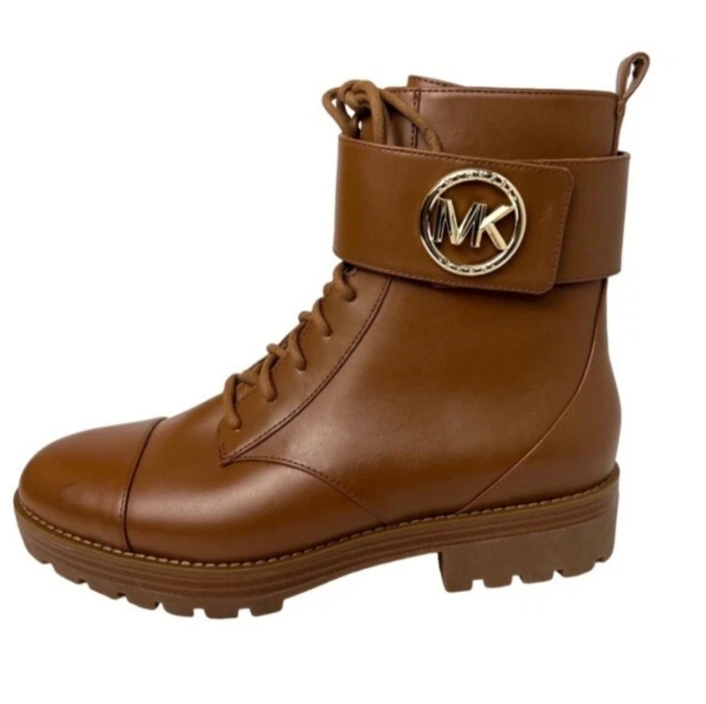 Michael Kors Brown Combat Boots with Gold Emblem